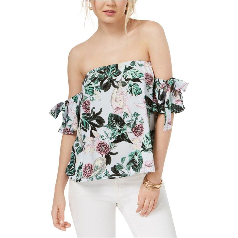Gypsies & Moondust Womens Tie-Sleeve Off the Shoulder Blouse Size Small
